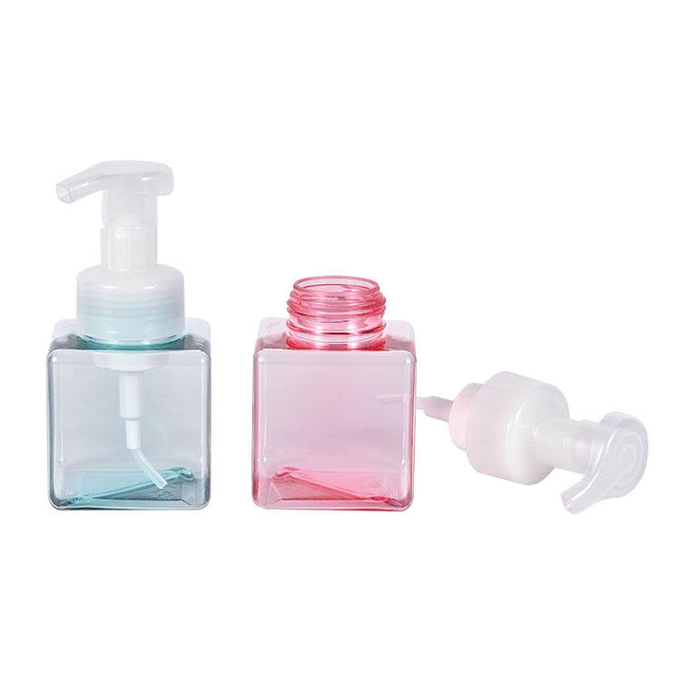 Refillable Body Wash Bottle Pump Bottle 250ml Square Plastic Bottle